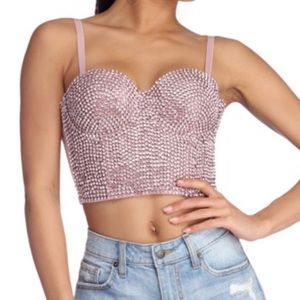 Pink Rhinestone Studded Bustier